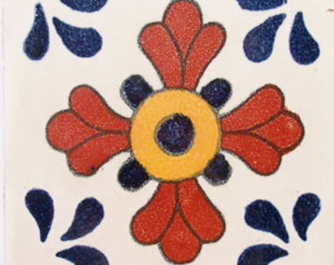 C#036))  Mexican Ceramic 4x4  inch Hand Made Tile