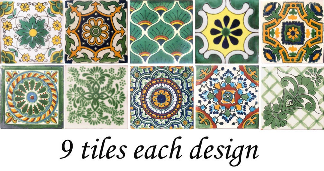 Buy Ceramic Talavera Mexican Tile 4x4, 9 Pieces  NOT Stickers  A1 Export Quality Ex 104b