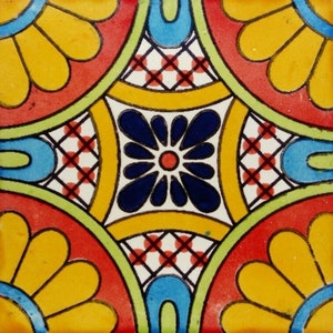 C#094))  Mexican Ceramic 4x4  inch Hand Made Tile