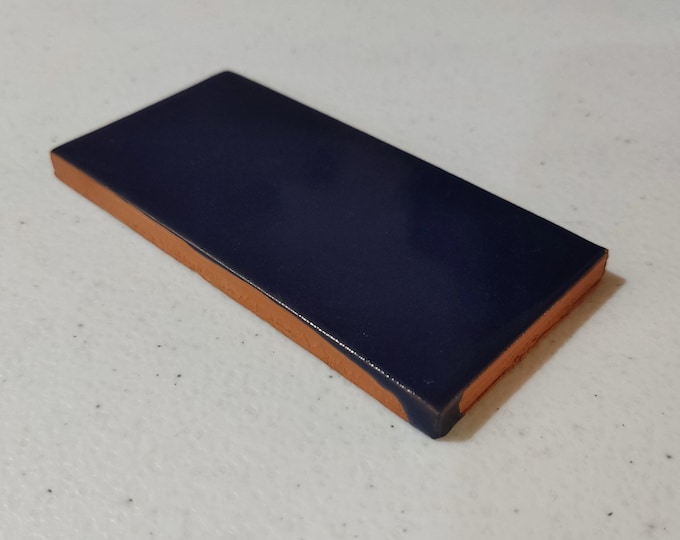 S#006 )) 25 tiles Mexican Ceramic 4x2 inch. Hand Made Tile Cobalt blue