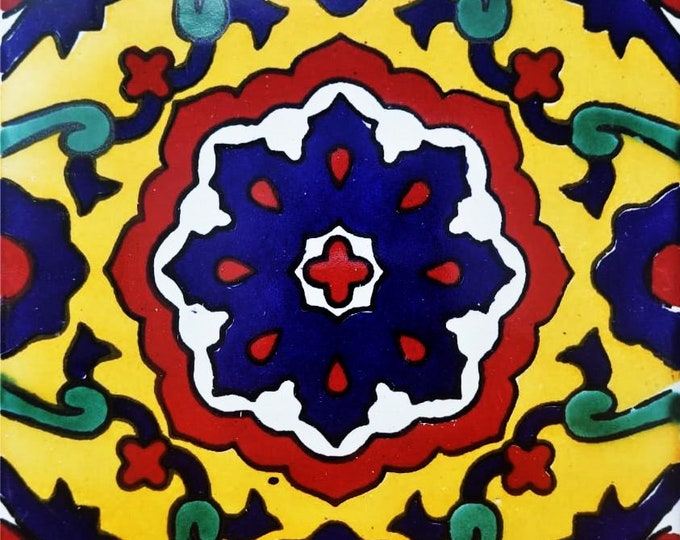 40 Tiles 6x6 inches Mexican Ceramic hand made mosaic art #G-017