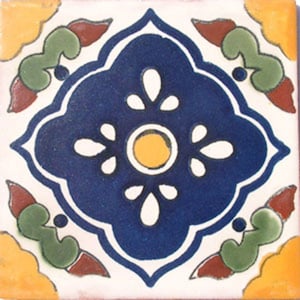 C#027))  Mexican Ceramic 4x4  inch Hand Made Tile