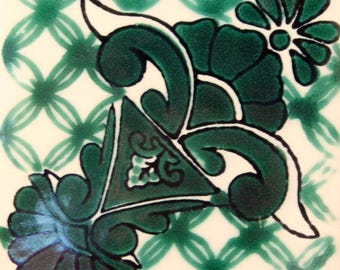 C#029))  Mexican Ceramic 4x4  inch Hand Made Tile