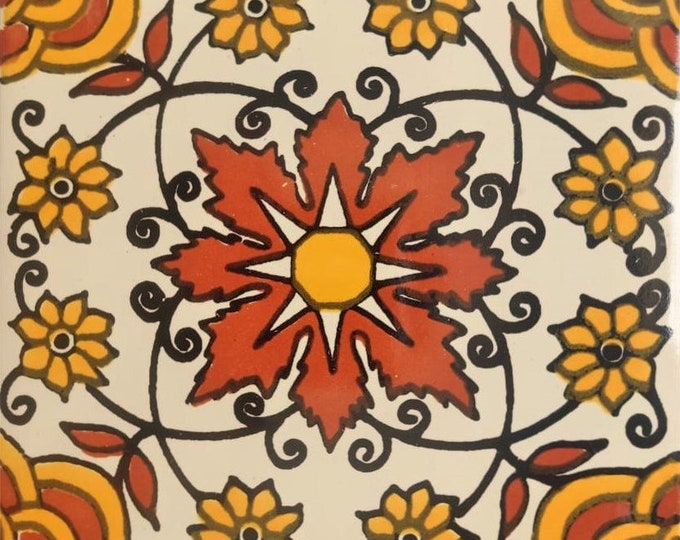 40 Tiles 6x6 inches Mexican Ceramic hand made mosaic art #G-022