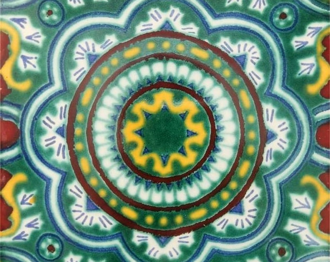 20 Tiles 6x6 inches Mexican Ceramic hand made mosaic art #G-015
