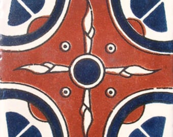 C#047))  Mexican Ceramic 4x4  inch Hand Made Tile