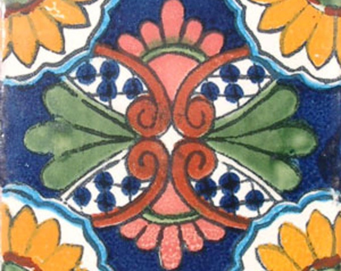 C#037))  Mexican Ceramic 4x4  inch Hand Made Tile