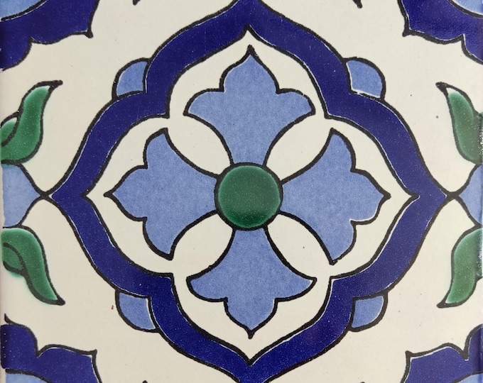 40 Tiles 6x6 inches Mexican Ceramic hand made mosaic art #G-006