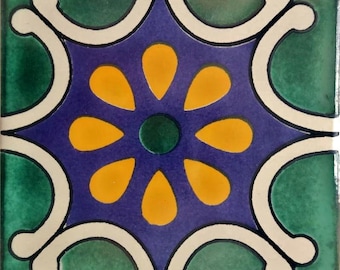 40 Tiles 6x6 inches Mexican Ceramic hand made mosaic art #G-027