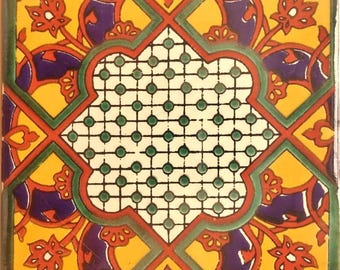 20 Tiles 6x6 inches Mexican Ceramic hand made mosaic art #G-023