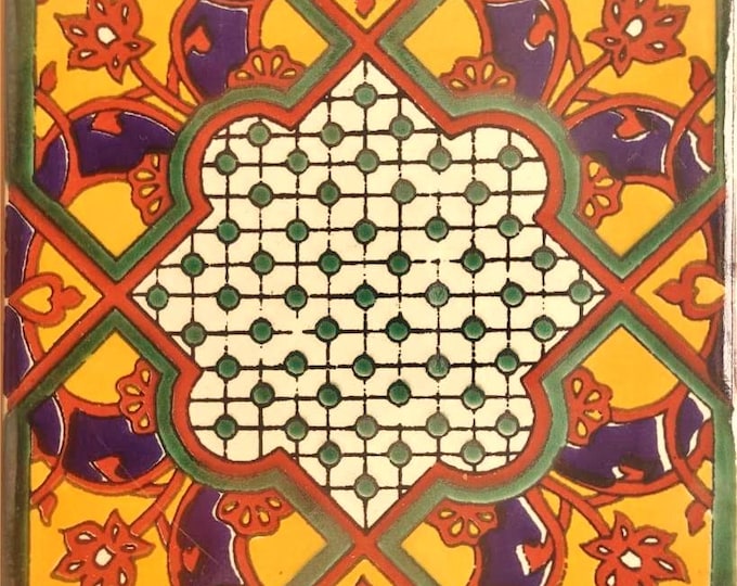 20 Tiles 6x6 inches Mexican Ceramic hand made mosaic art #G-023