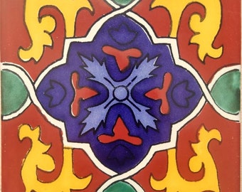 40 Tiles 6x6 inches Mexican Ceramic hand made mosaic art #G-029