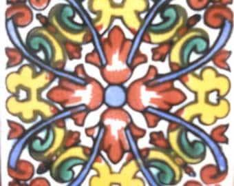 C#099))  Mexican Ceramic 4x4  inch Hand Made Tile