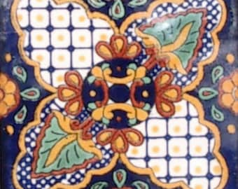 C#087))  Mexican Ceramic 4x4  inch Hand Made Tile