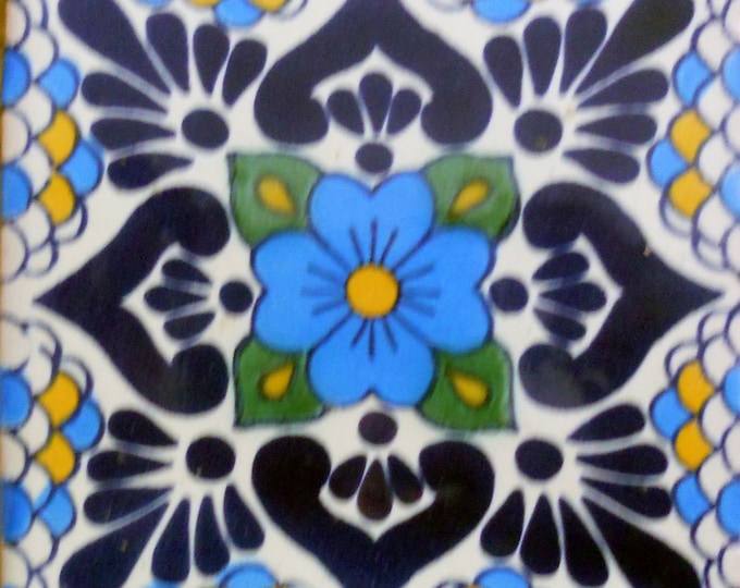 C#116))  Mexican Ceramic 4x4  inch Hand Made Tile