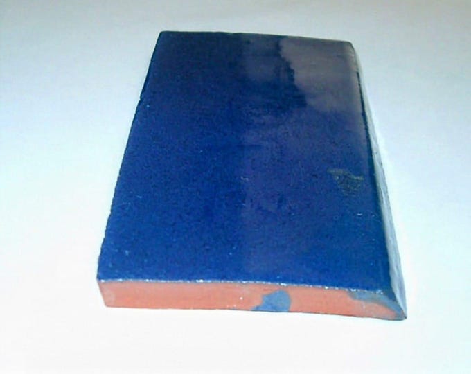 1 Flat trim Mexican tile 2X4 inches Surface bullnose tile #SOO6 SOLID COBALT BLUE