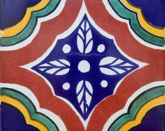 20 Tiles 6x6 inches Mexican Ceramic hand made mosaic art #G-026