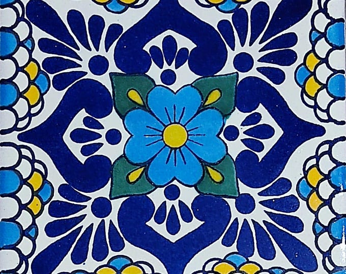 20 Tiles 6x6 inches Mexican Ceramic hand made mosaic art #G-014
