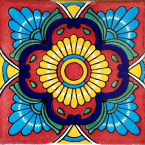 C#076))  Mexican Ceramic 4x4  inch Hand Made Tile