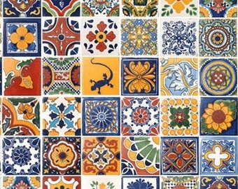 20 Tiles 6x6 inches Assorted Mexican Ceramic Hand Made Talavera