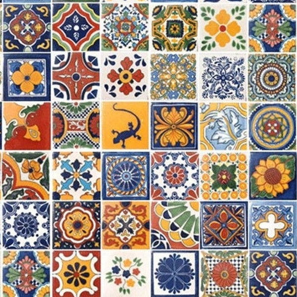 20 Tiles 6x6 inches Assorted Mexican Ceramic Hand Made Talavera