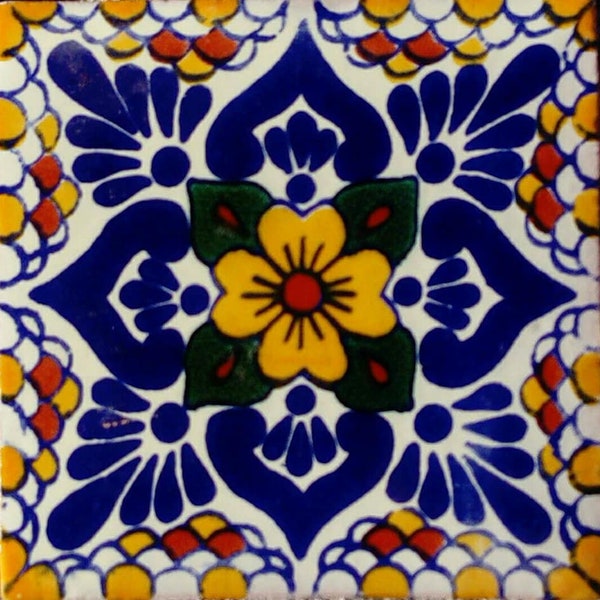 C#118)) Carrelage fait main en céramique mexicaine de 4 x 4 po.