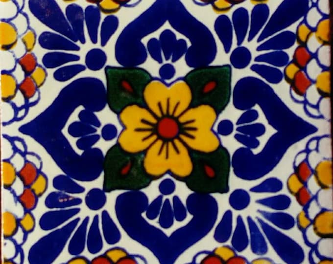 C#118))  Mexican Ceramic 4x4  inch Hand Made Tile