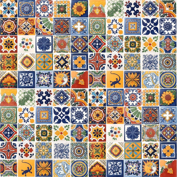 SPECIAL 130 Assorted Mexican Ceramic 4x4 inch Hand Made Tiles