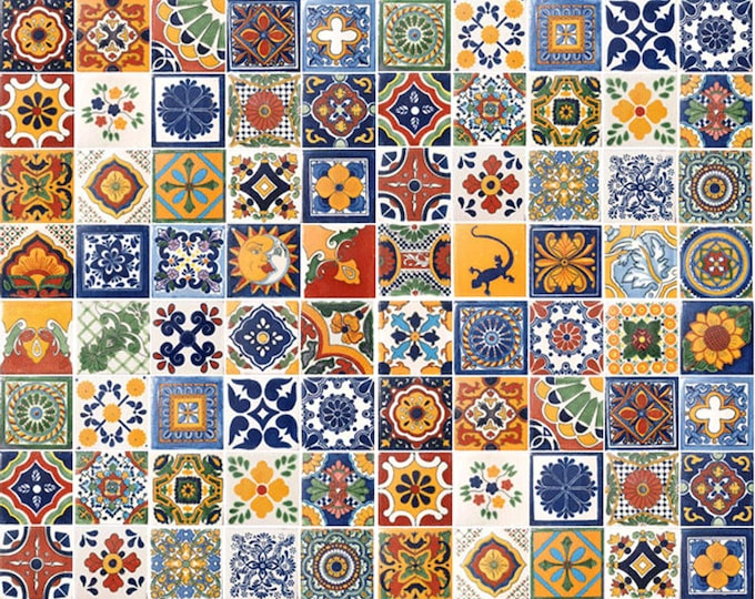 SPECIAL 130 Assorted Mexican Ceramic 4x4 inch Hand Made Tiles