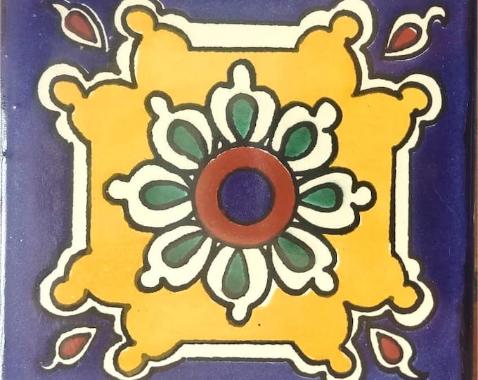 40 Tiles 6x6 inches Mexican Ceramic hand made mosaic art #G-007