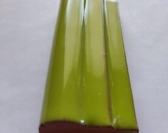 Unique 16 pieces Chair Rail Trim Tile 4 x 1 3/4 Inches, Mexican Ceramic Handmade Tiles #S026 Lime Green color