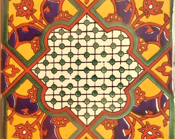 40 Tiles 6x6 inches Mexican Ceramic hand made mosaic art #G-023