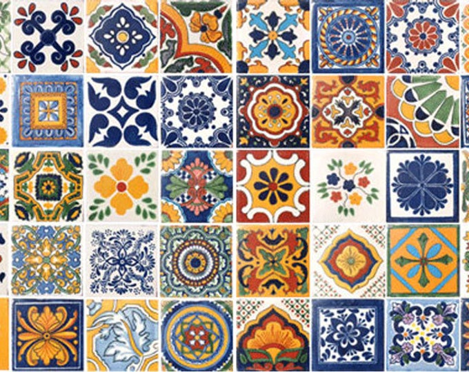 50 Assorted Mexican Ceramic 4x4 inch Hand Made Tiles Set #004