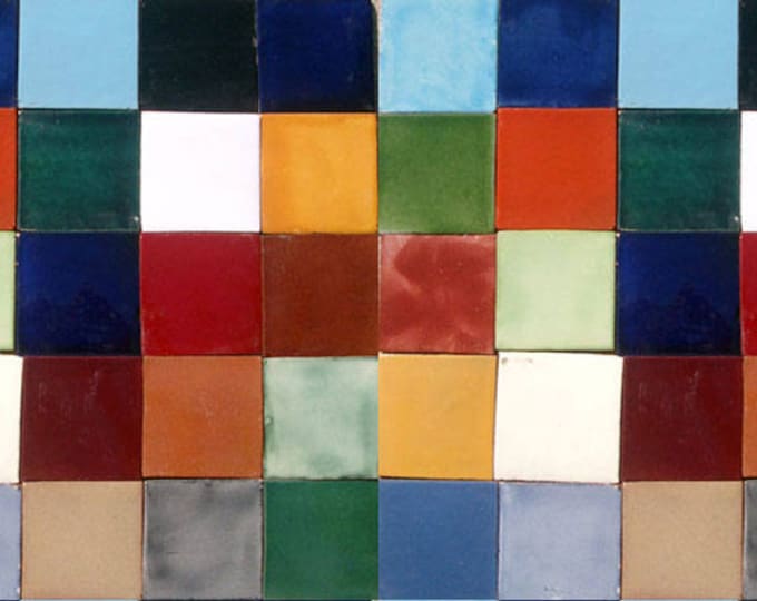 75 Assorted Solid colors Mexican Ceramic 4x4 inch Hand Made Tiles