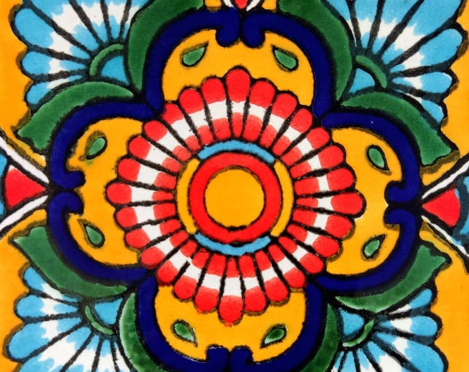 C#131))  Mexican Ceramic 4x4  inch Hand Made Tile