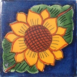 C#025))  Mexican Ceramic 4x4  inch Hand Made Tile
