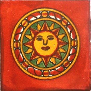 C#058))  Mexican Ceramic 4x4  inch Hand Made Tile