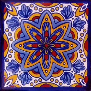 C#124))  Mexican Ceramic 4x4  inch Hand Made Tile
