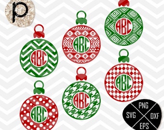 Christmas Ornaments svg＊Christmas Frame SVG Cut files＊Christmas Ball Monogram Frame SVG＊clipart,eps,dxf,png＊Cutting Files＊Cricut＊Silhouette