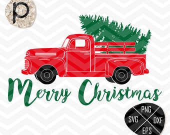 Christmas Tree Delivery Truck SVG＊Truck SVG＊Christmas Truck Old Truck svg＊Christmas svg＊clipart,eps,dxf,png＊Cutting Files＊Cricut＊Silhouette