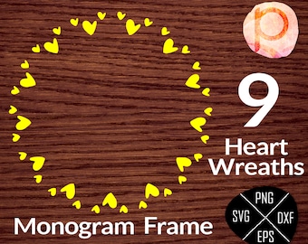 Heart Circle Monogram Frame SVG＊Circle Monogram Frame svg,clipart,eps,dxf,png,jpeg＊Cutting Files＊Cricut＊Silhouette Studio＊Sure Cuts