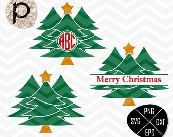 Fancy Christmas Tree Monogram Frame svg＊Christmas Tree svg,clipart,eps,dxf,png,jpg＊Cutting File＊Cricut Design Space＊Silhouette＊SureCuts