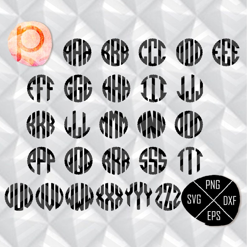 Download Scalloped Circle Monogram SVG Font Letters ...