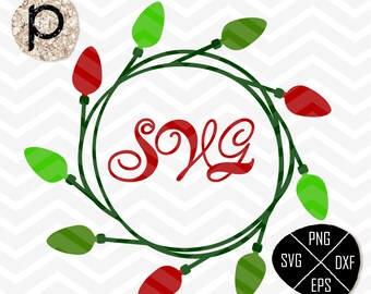 Christmas Light svg＊Christmas Bulb Light SVG＊Christmas Monogram Frame Svg＊clipart,eps,dxf,png＊Cutting Files＊Cricut＊Silhouette