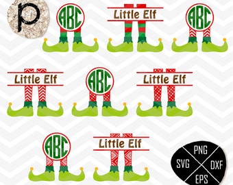 Elf Legs SVG＊Elf split monogram designs＊Christmas svg files,clipart,eps,dxf,png,jpg＊Cutting Files＊Cricut Design Space＊Silhouette＊Sure Cuts