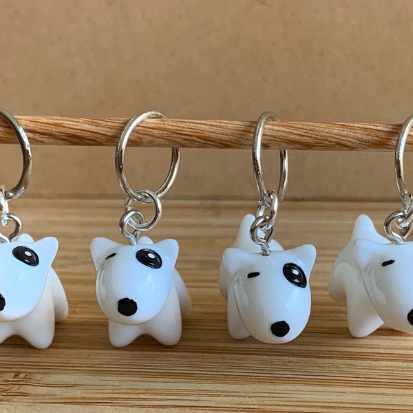 White Dog Stitch Markers