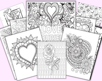 Valentines Day Coloring Pages - Set of 10 - Digital Downloads