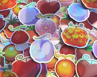 Pegatinas holográficas de goma de mascar de fruta del diablo, Op Human Flower, Uta Sing Soul Chop, Hollow Mochi, Pirate Anime.