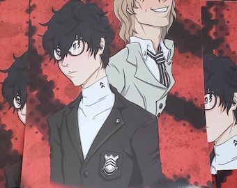 Persona 5 P5 Joker Crow Goro Akechi Ren Amamiya Akira Kurusu Anime Videojuego JRPG Lámina artística