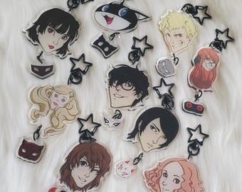 P5 Persona 5 Dangle Keychain with Mask Charm Joker Ren Akira Morgana Ryuji Ann Yusuke Makoto Futaba Haru Akechi